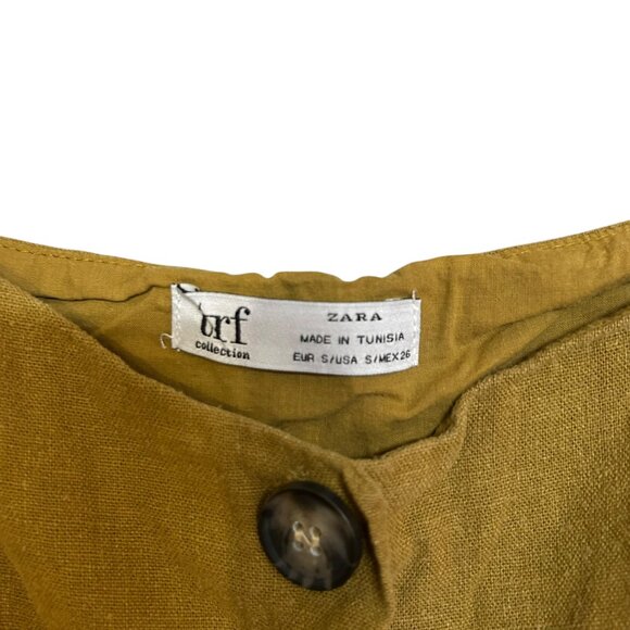 Zara TRF Collection Brownish Gold Linen Blend Mini Dress Size S - Picture 5 of 6